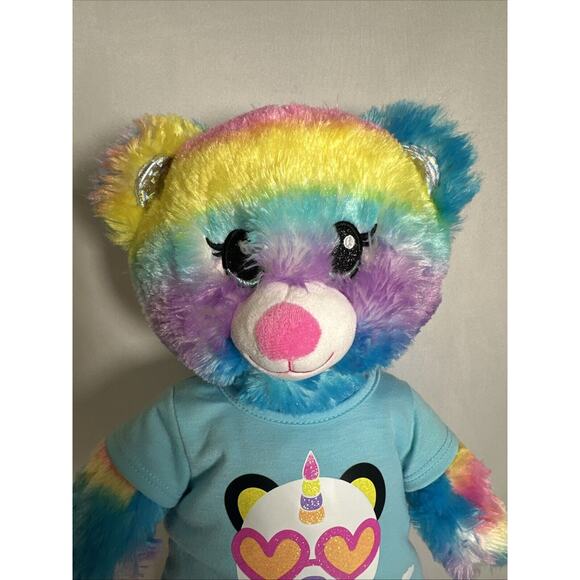 Build-A-Bear Rainbow Bear With Blue Shirt 2022 - Picture 3 of 9